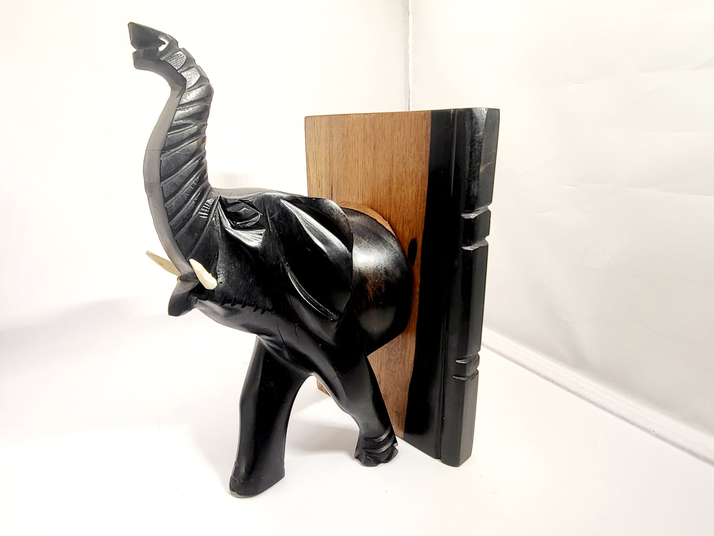 Elephant themed Bookends (with cow bone tusks)