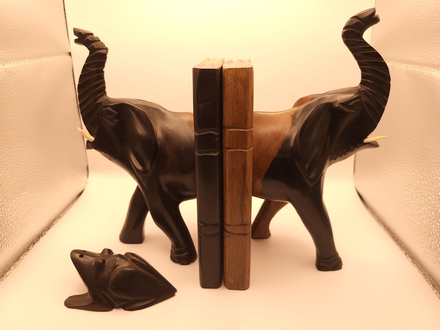 Elephant themed Bookends (with cow bone tusks)