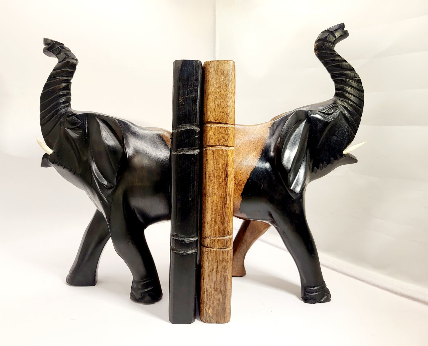 Elephant themed Bookends (with cow bone tusks)
