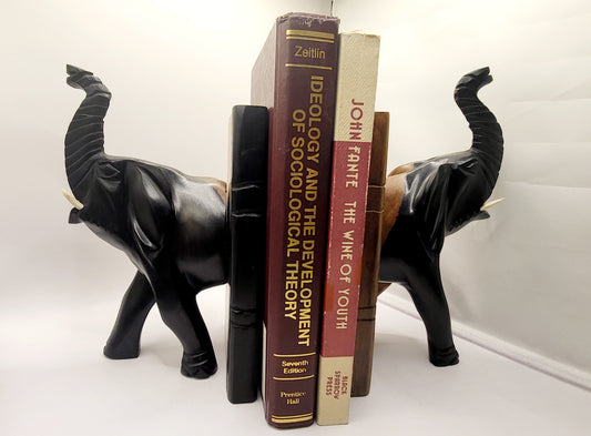 Elephant themed Bookends (with cow bone tusks)